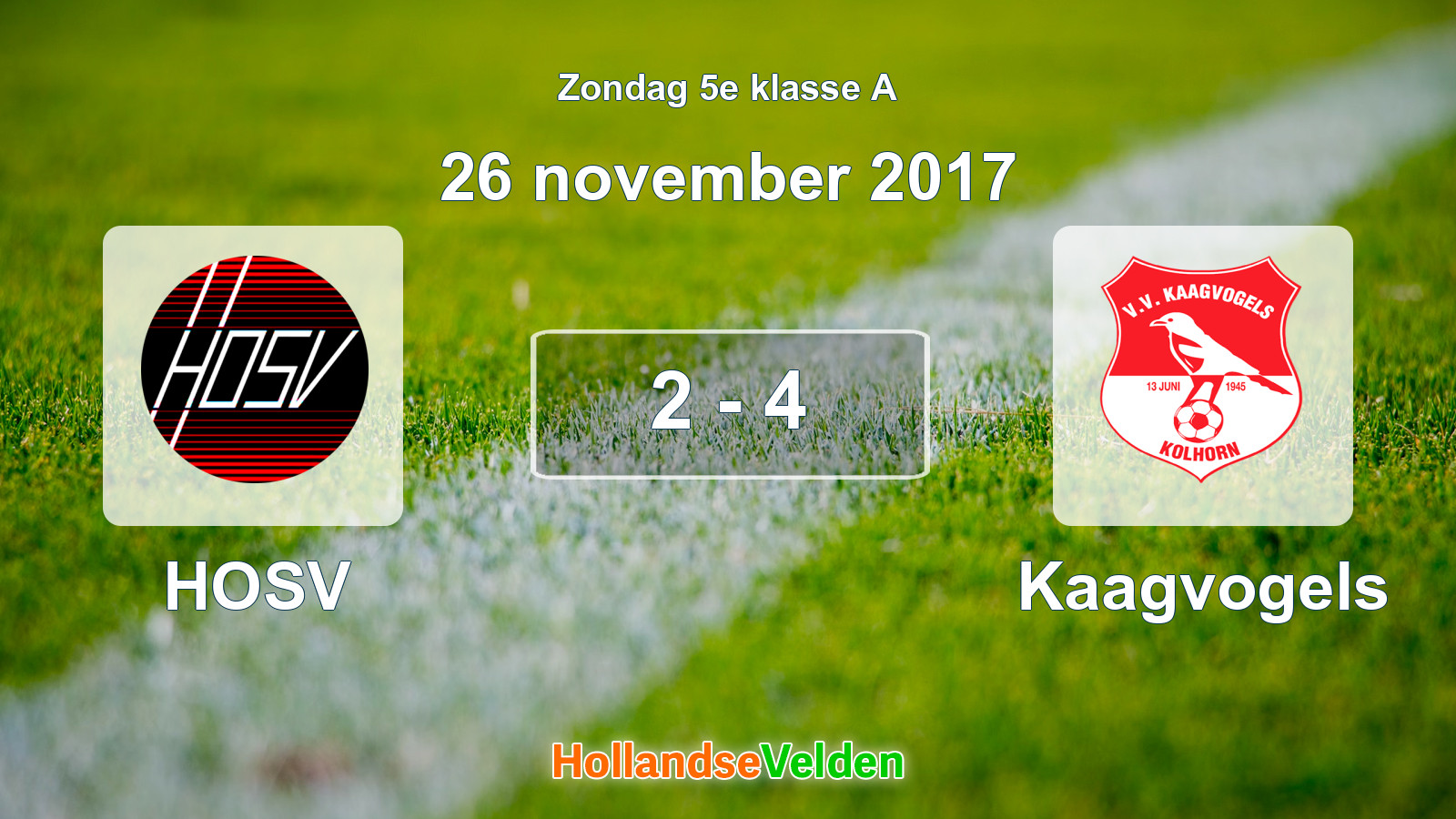 Gespeelde wedstrijd: HOSV - Kaagvogels 2 - 4 (26 november 2017)