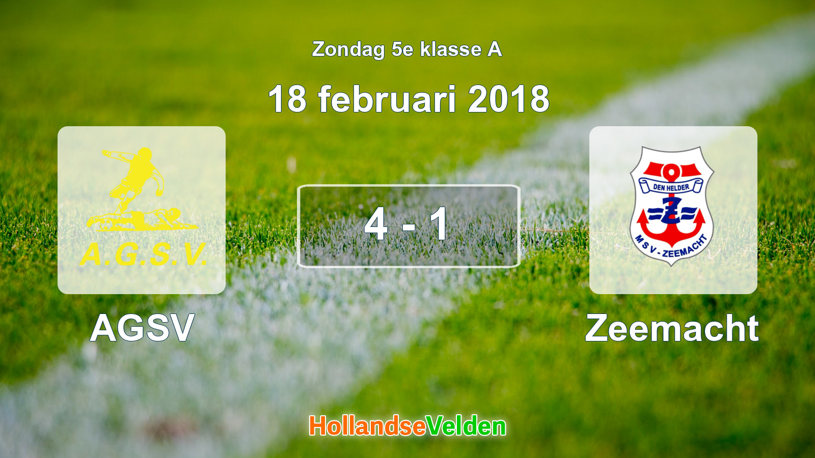 Gespeelde wedstrijd: AGSV - Zeemacht 4 - 1 (18 februari 2018)