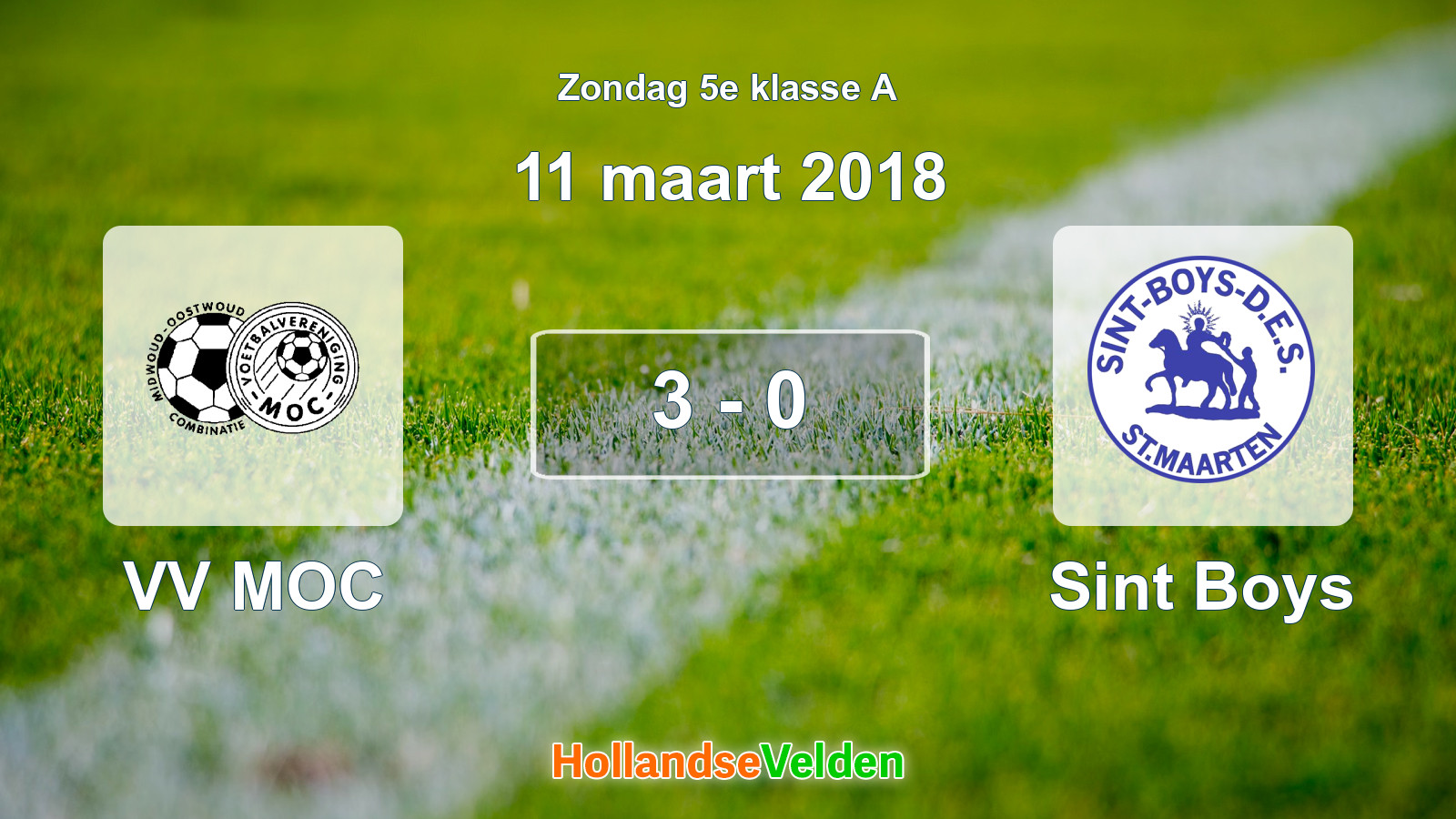 Gespeelde wedstrijd: VV MOC - Sint Boys 3 - 0 (11 maart 2018)