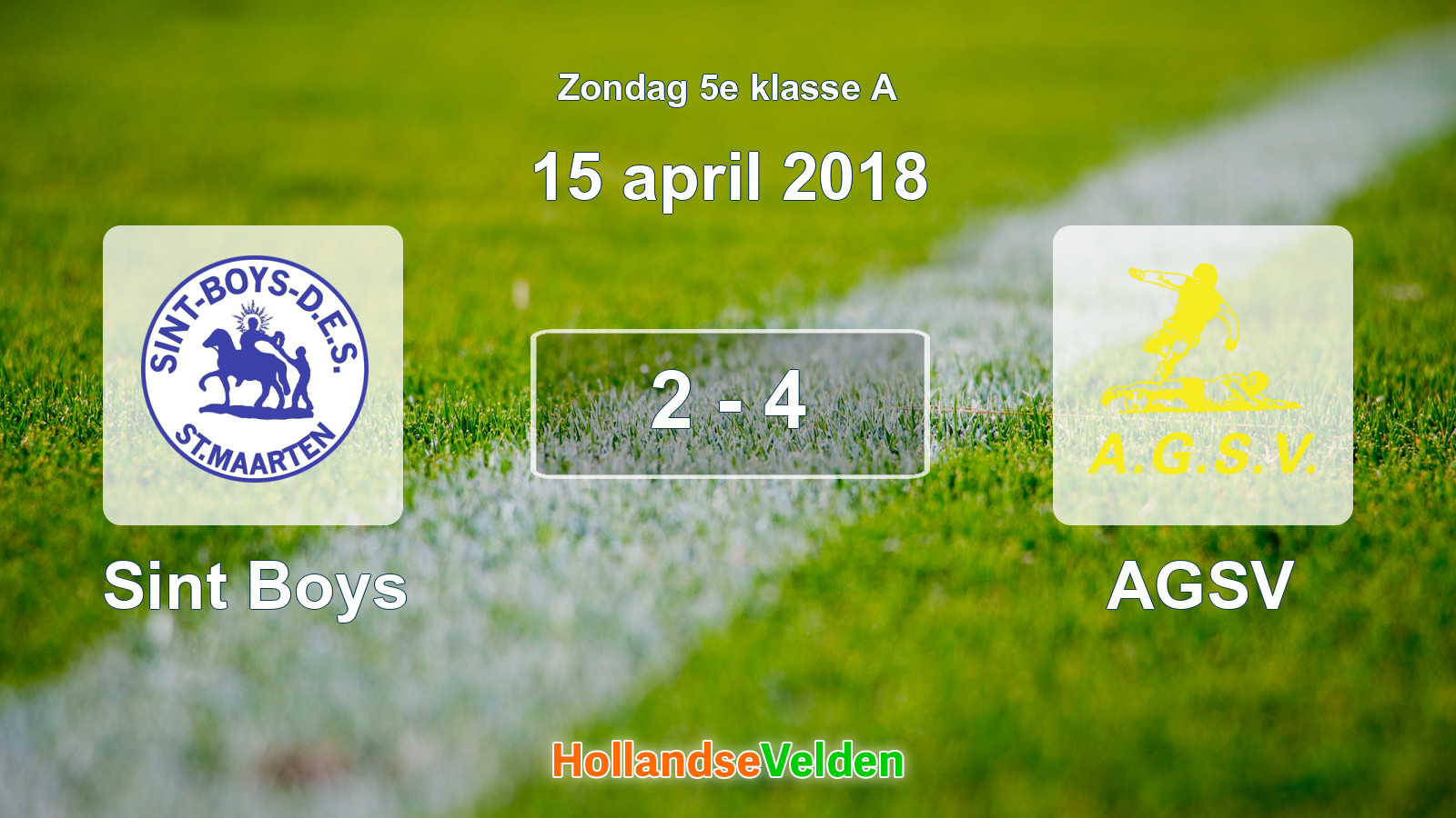 Gespeelde wedstrijd: Sint Boys - AGSV 2 - 4 (15 april 2018)