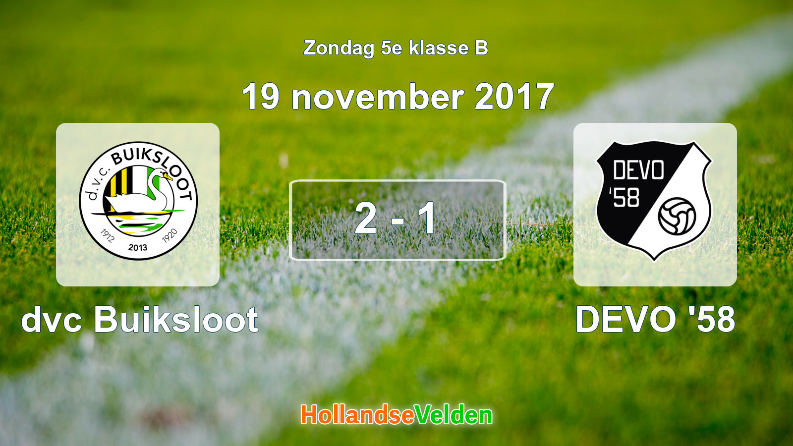 Gespeelde wedstrijd: dvc Buiksloot - DEVO '58 2 - 1 (19 november 2017)