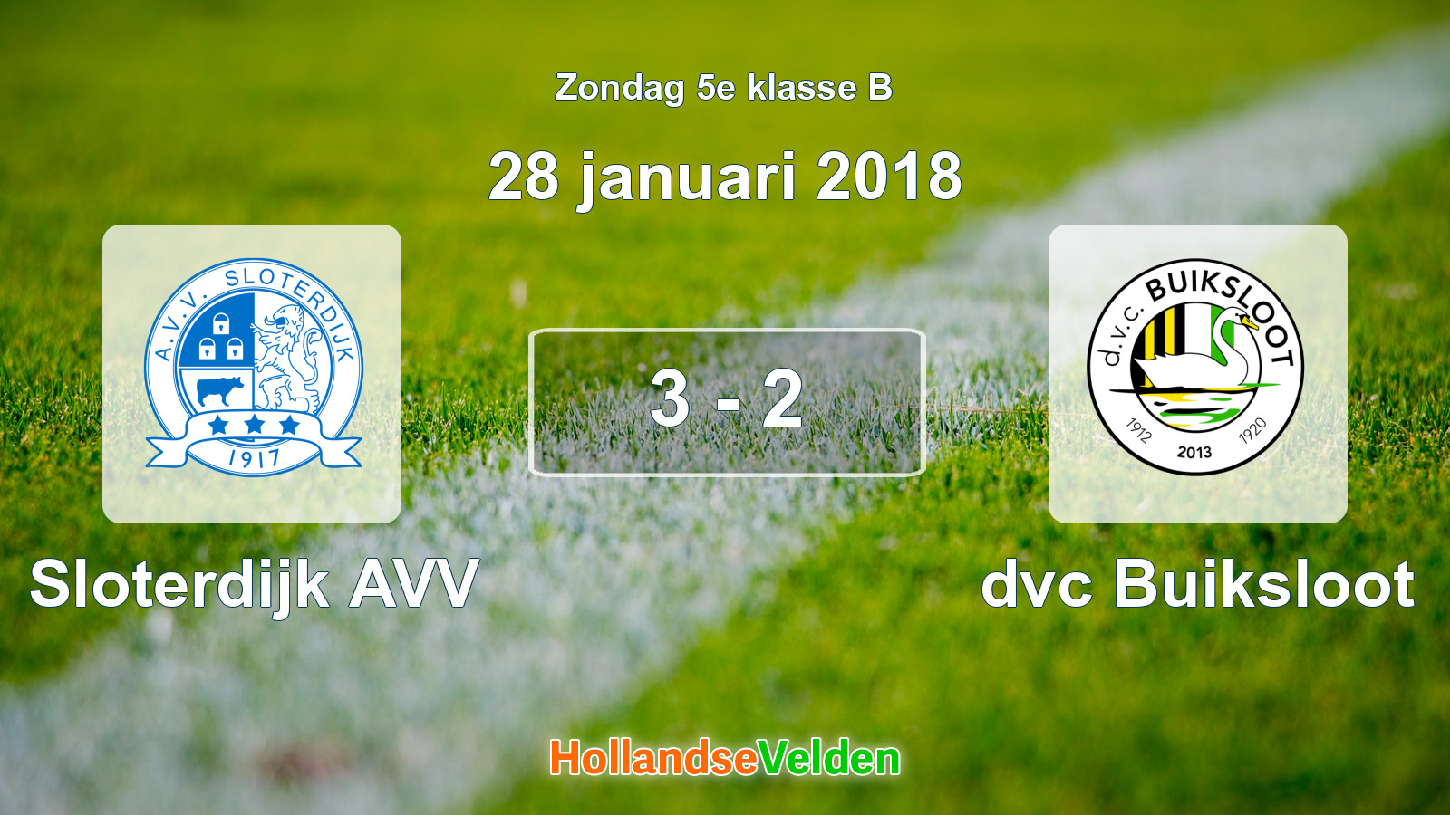 Gespeelde wedstrijd: Sloterdijk AVV - dvc Buiksloot 3 - 2 (28 januari 2018)