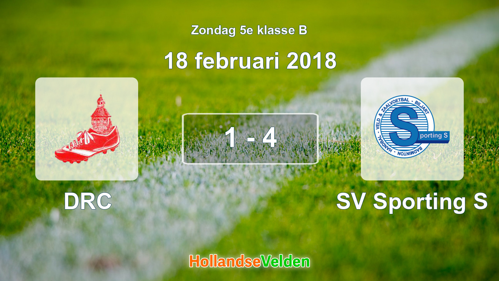 Gespeelde wedstrijd: DRC - SV Sporting S 1 - 4 (18 februari 2018)