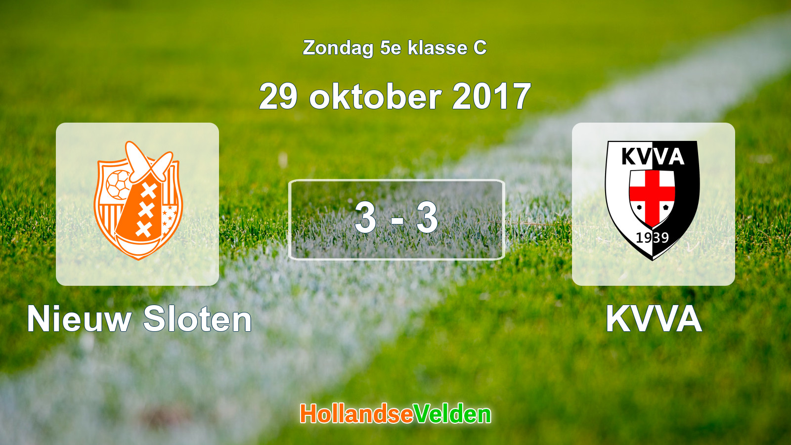 Gespeelde wedstrijd: Nieuw Sloten - KVVA 3 - 3 (29 oktober 2017)