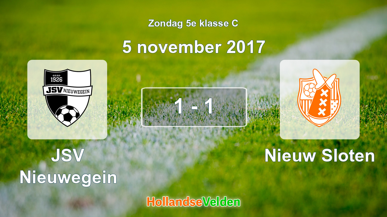 Gespeelde wedstrijd: JSV Nieuwegein - Nieuw Sloten 1 - 1 (5 november 2017)