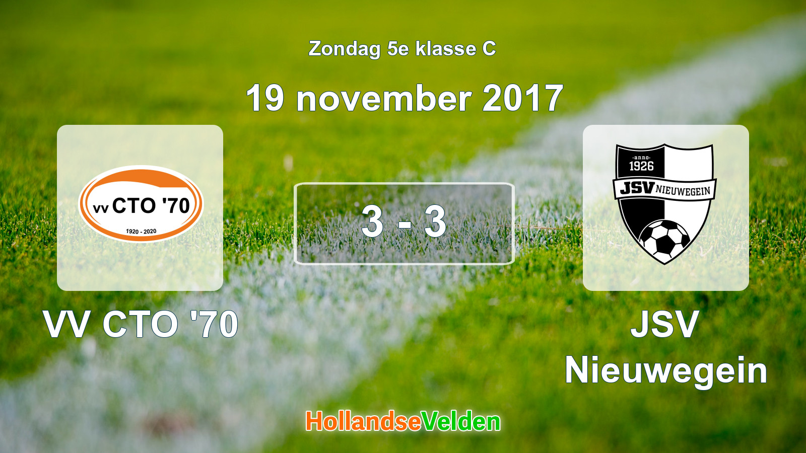 Gespeelde wedstrijd: VV CTO '70 - JSV Nieuwegein 3 - 3 (19 november 2017)