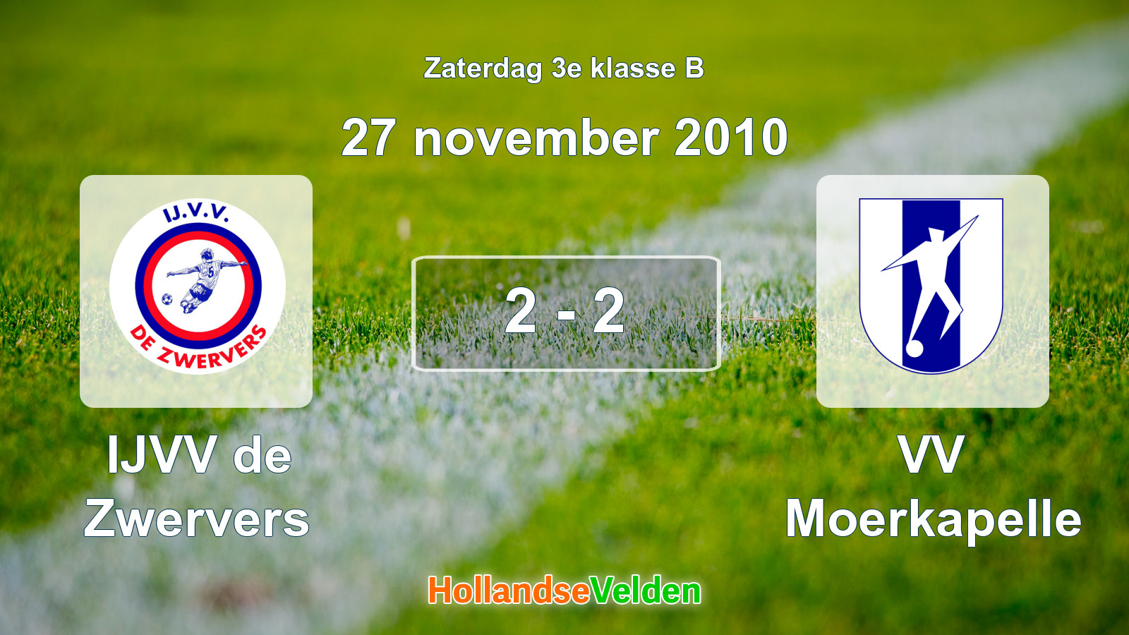 Gespeelde wedstrijd: IJVV de Zwervers - VV Moerkapelle 2 - 2 (27 november 2010)
