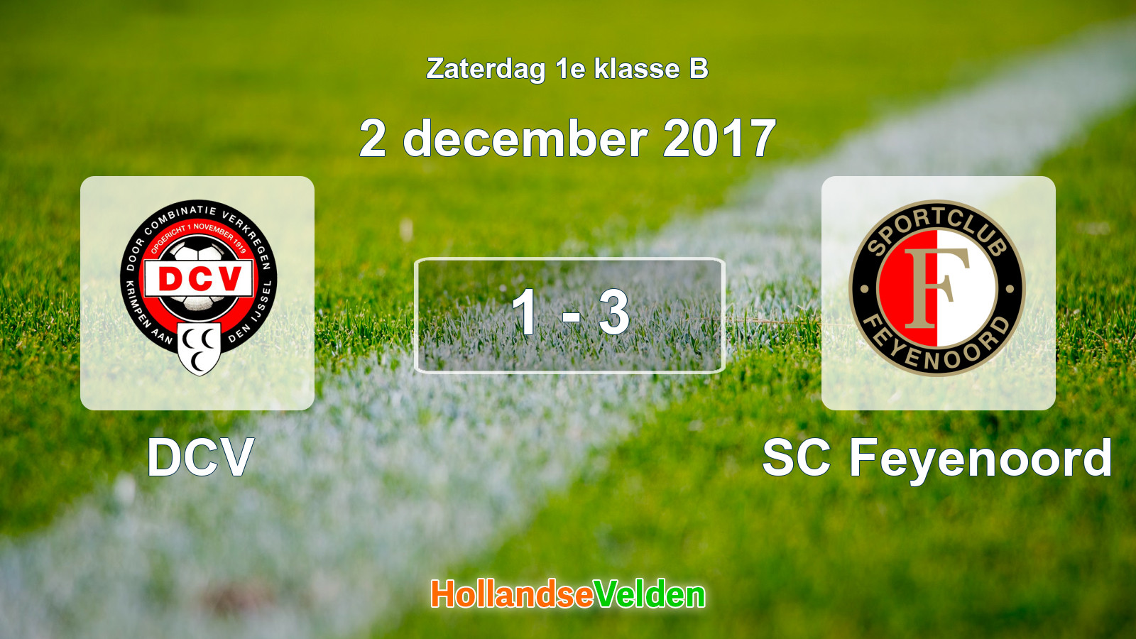 Gespeelde wedstrijd: DCV - SC Feyenoord 1 - 3 (2 december 2017)