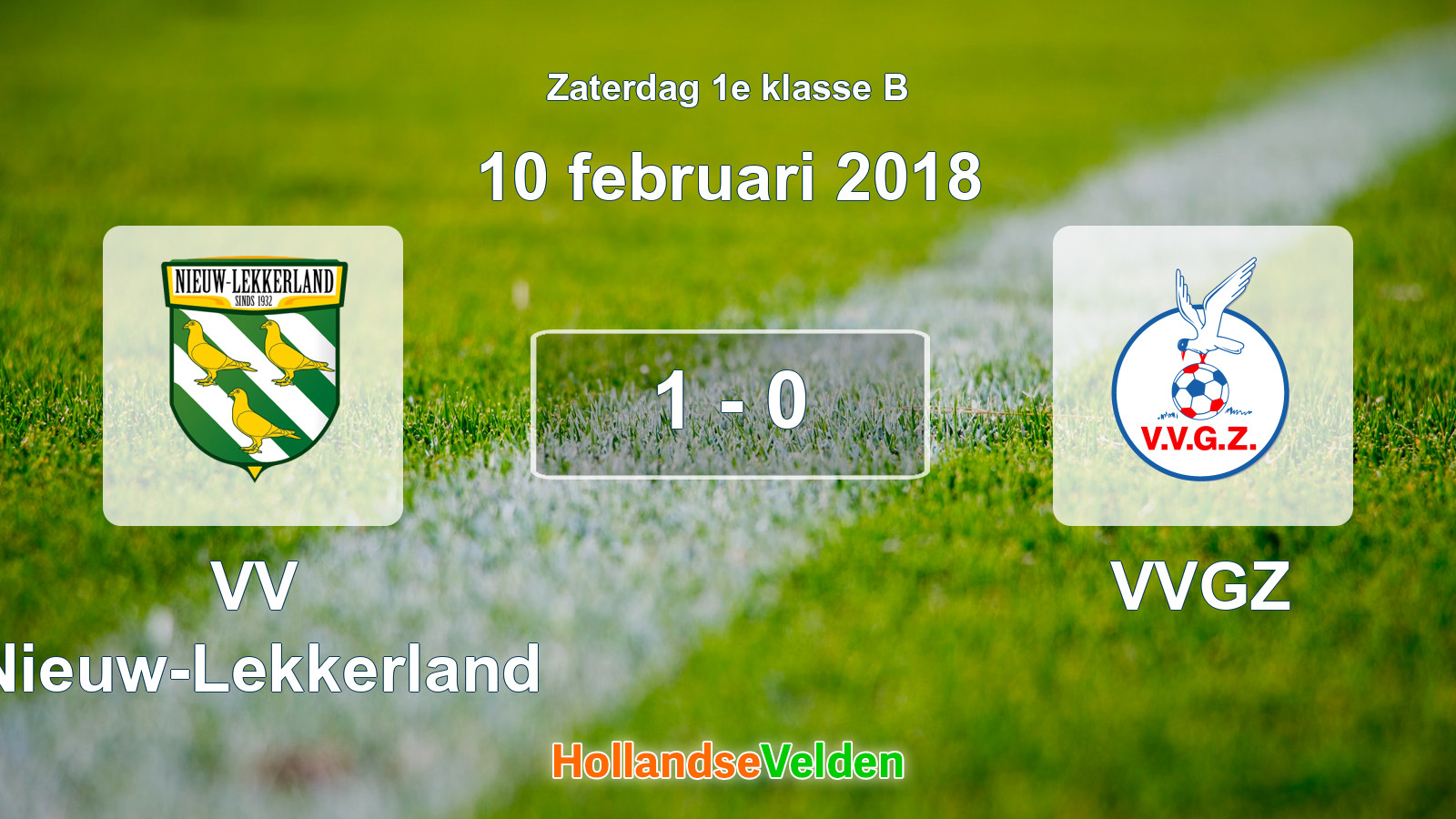 Gespeelde wedstrijd: VV Nieuw-Lekkerland - VVGZ 1 - 0 (10 februari 2018)