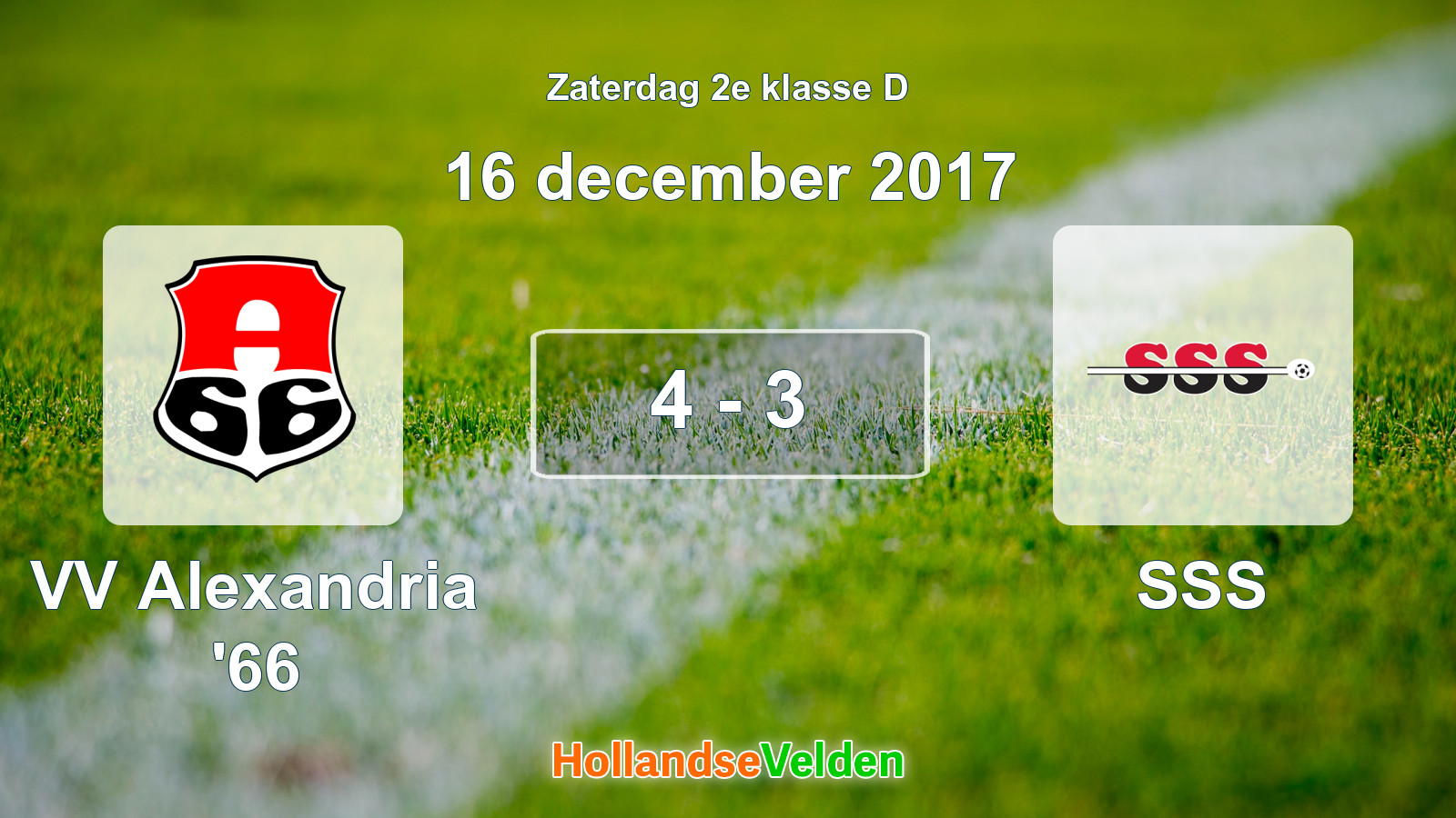 Gespeelde wedstrijd: VV Alexandria '66 - SSS 4 - 3 (16 december 2017)