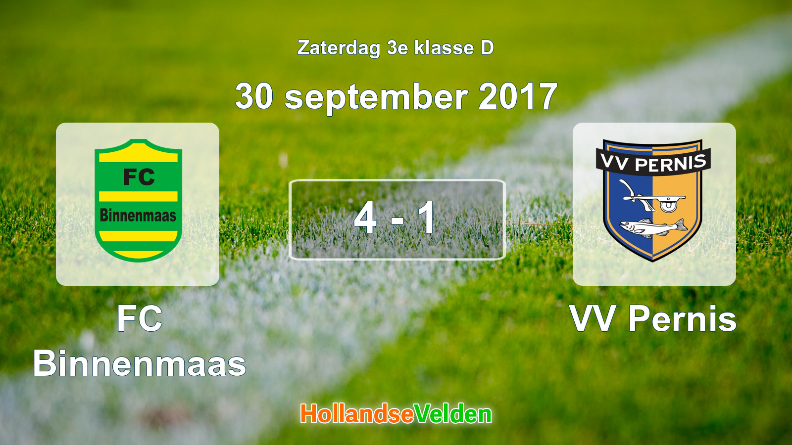 Gespeelde wedstrijd: FC Binnenmaas - VV Pernis 4 - 1 (30 september 2017)