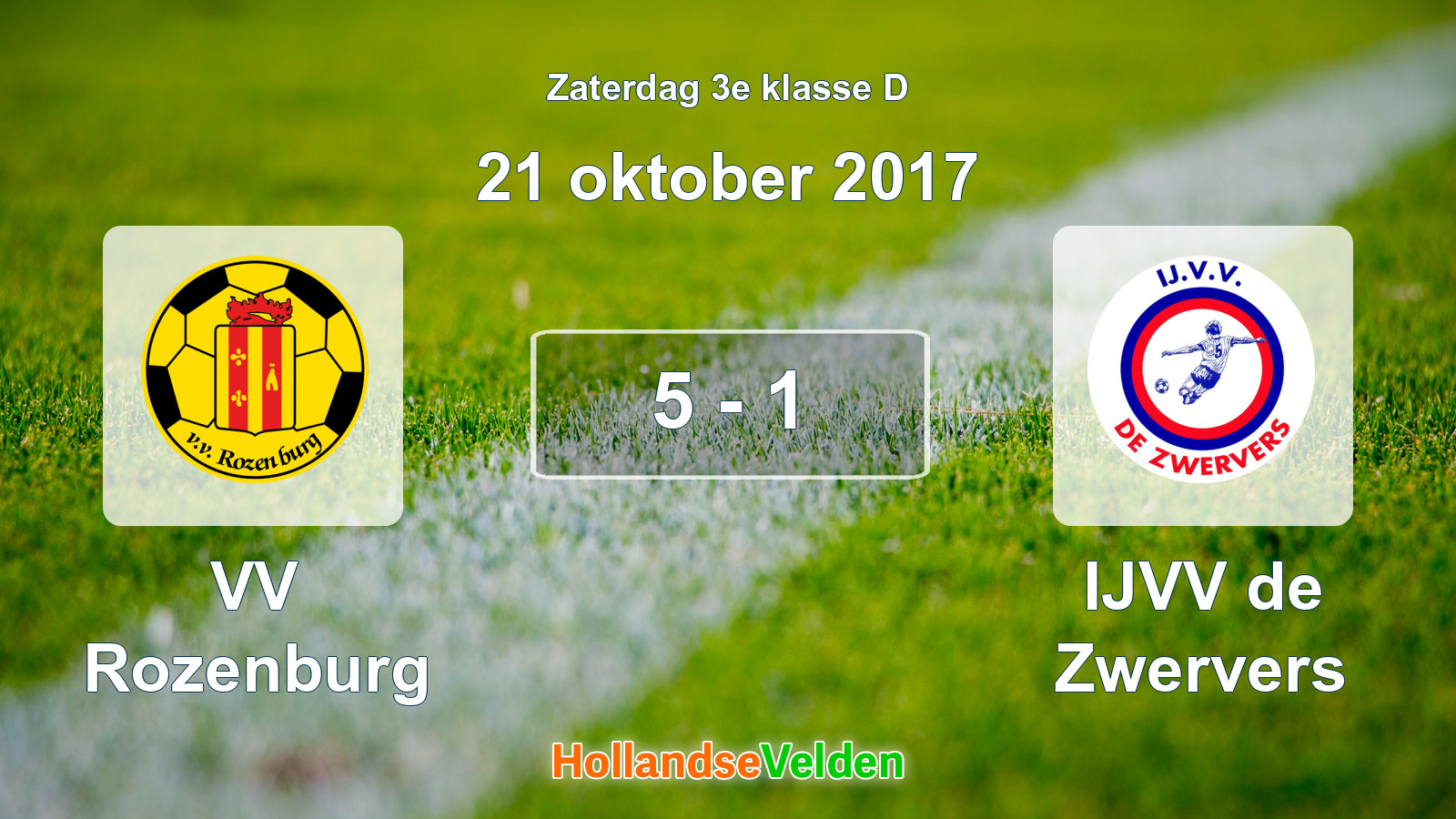 Gespeelde wedstrijd: VV Rozenburg - IJVV de Zwervers 5 - 1 (21 oktober 2017)