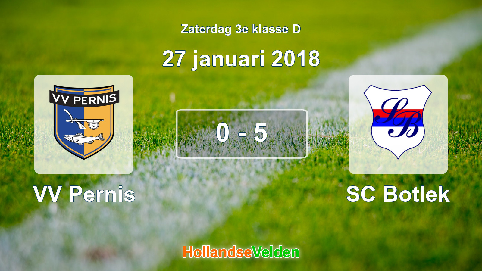 Gespeelde wedstrijd: VV Pernis - SC Botlek 0 - 5 (27 januari 2018)