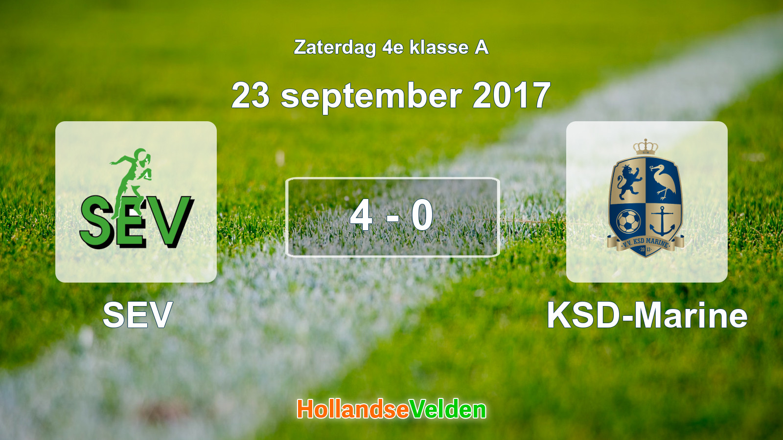 Gespeelde wedstrijd: SEV - KSD-Marine 4 - 0 (23 september 2017)
