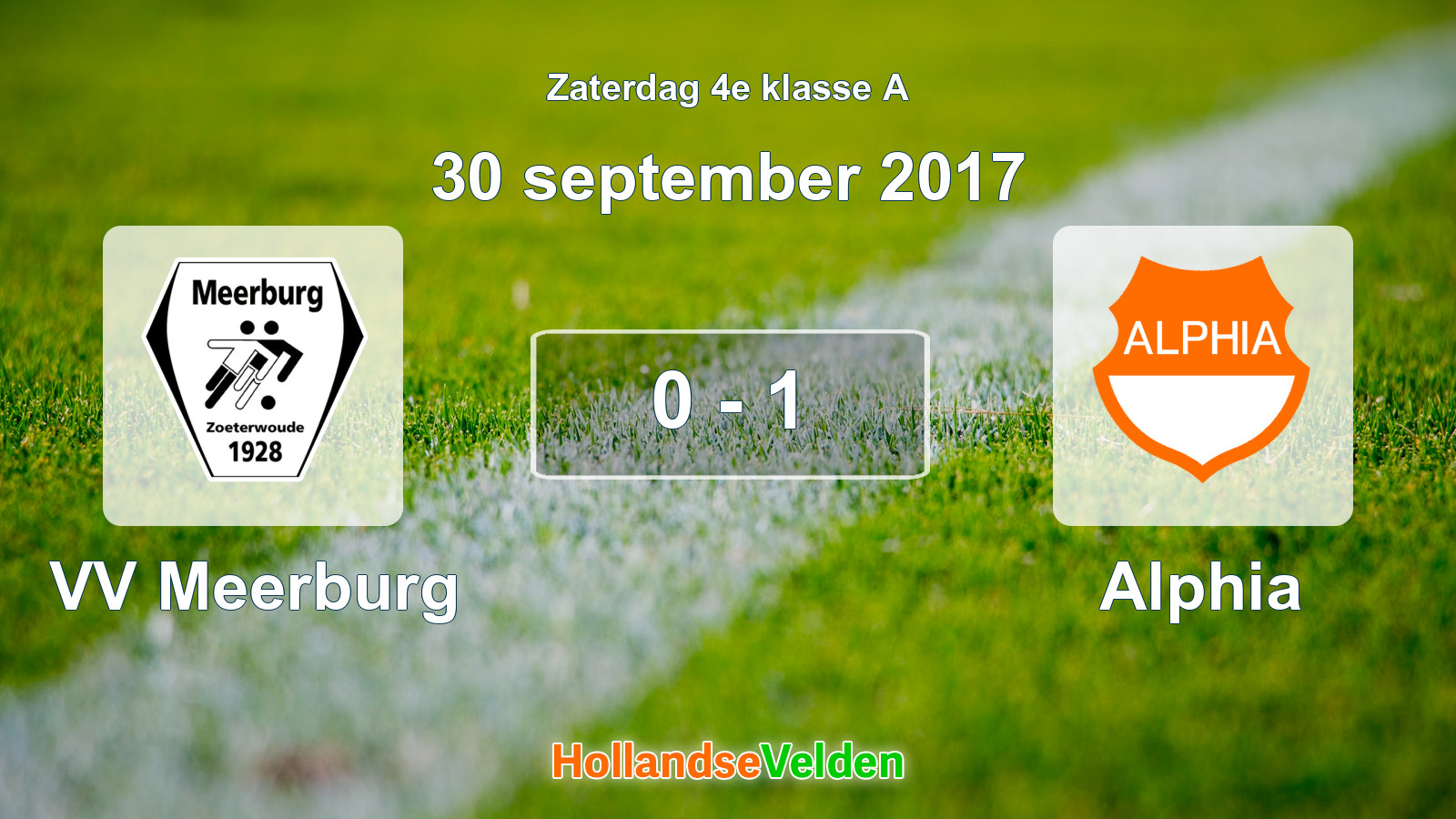 Gespeelde wedstrijd: VV Meerburg - Alphia 0 - 1 (30 september 2017)