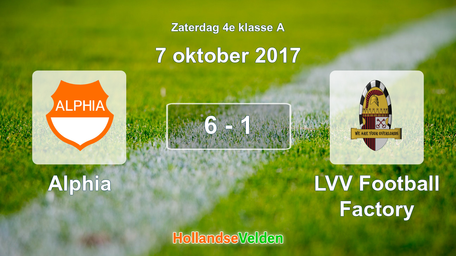 Gespeelde wedstrijd: Alphia - LVV Football Factory 6 - 1 (7 oktober 2017)
