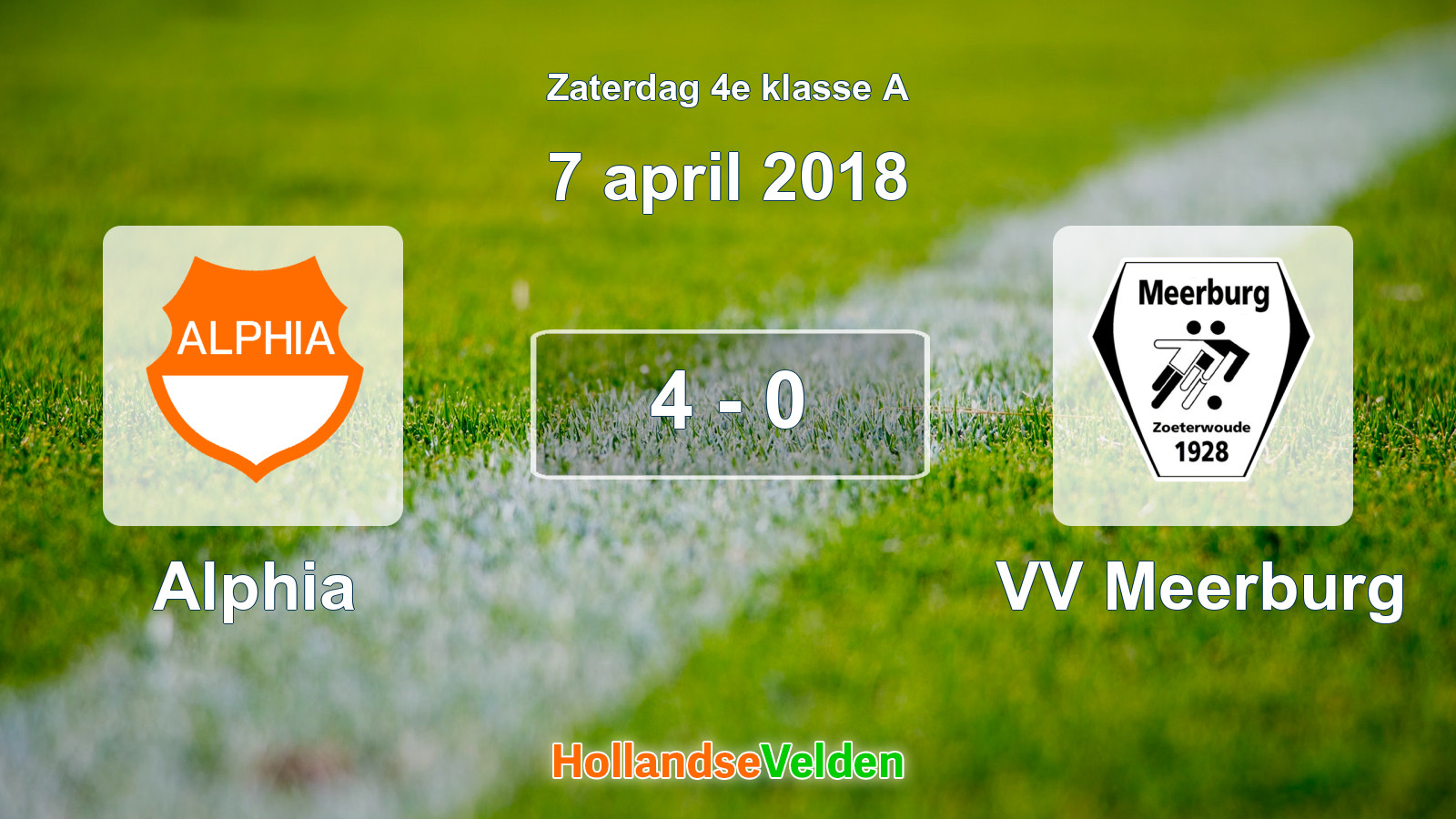 Gespeelde wedstrijd: Alphia - VV Meerburg 4 - 0 (7 april 2018)