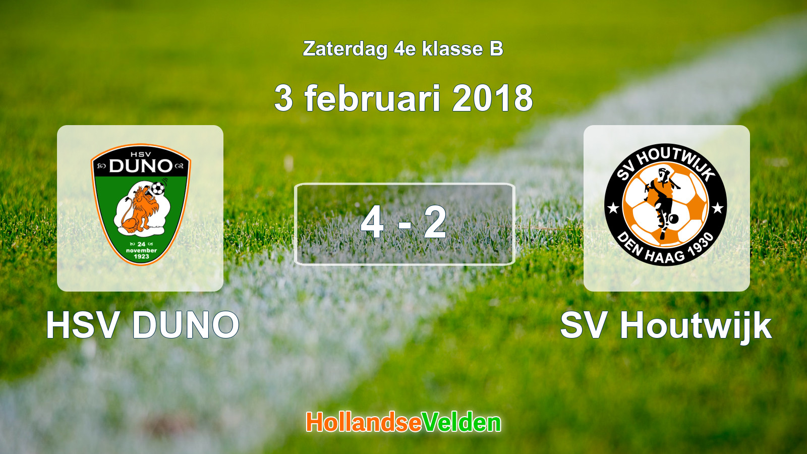 Gespeelde wedstrijd: HSV DUNO - SV Houtwijk 4 - 2 (3 februari 2018)