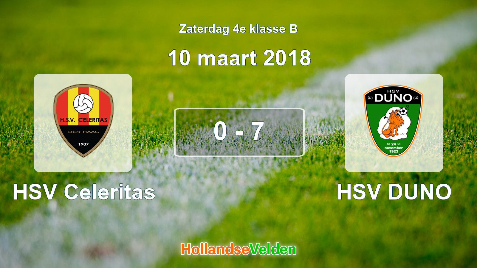 Gespeelde wedstrijd: HSV Celeritas - HSV DUNO 0 - 7 (10 maart 2018)
