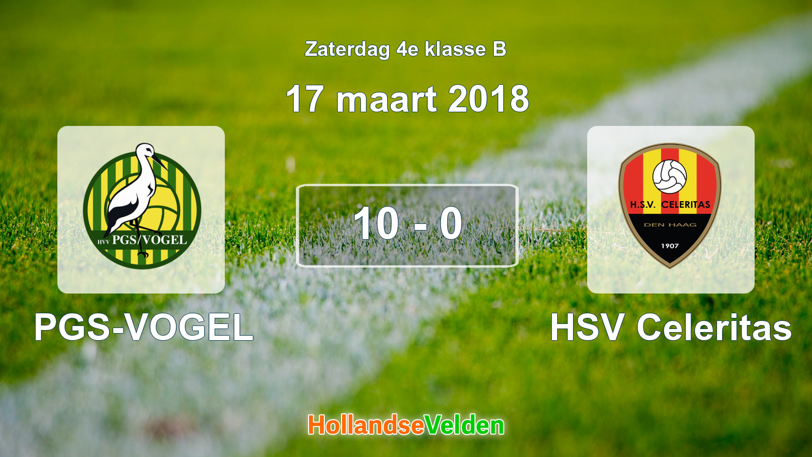 Gespeelde wedstrijd: PGS-VOGEL - HSV Celeritas 10 - 0 (17 maart 2018)
