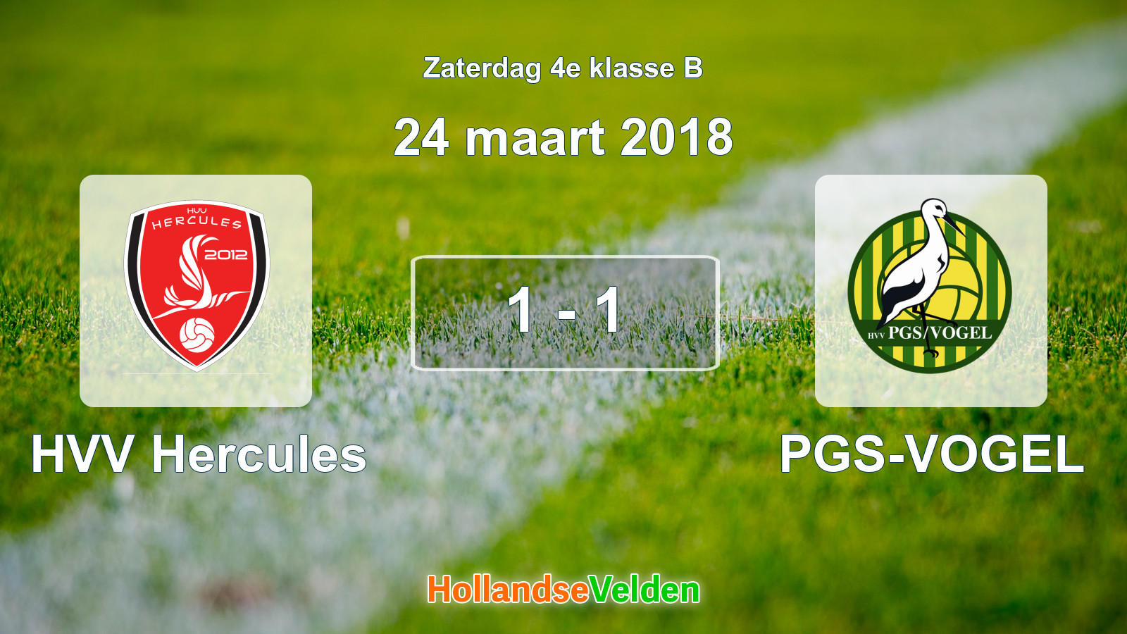 Gespeelde wedstrijd: HVV Hercules - PGS-VOGEL 1 - 1 (24 maart 2018)