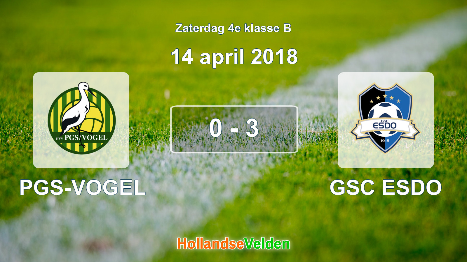 Gespeelde wedstrijd: PGS-VOGEL - GSC ESDO 0 - 3 (14 april 2018)
