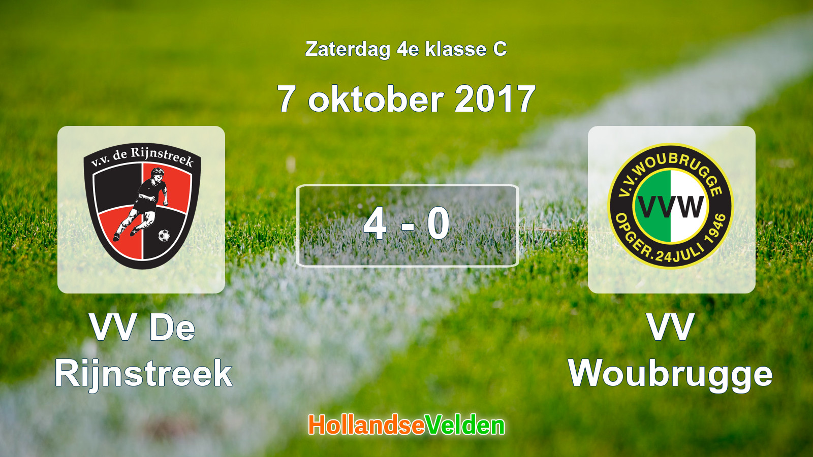 Gespeelde wedstrijd: VV De Rijnstreek - VV Woubrugge 4 - 0 (7 oktober 2017)