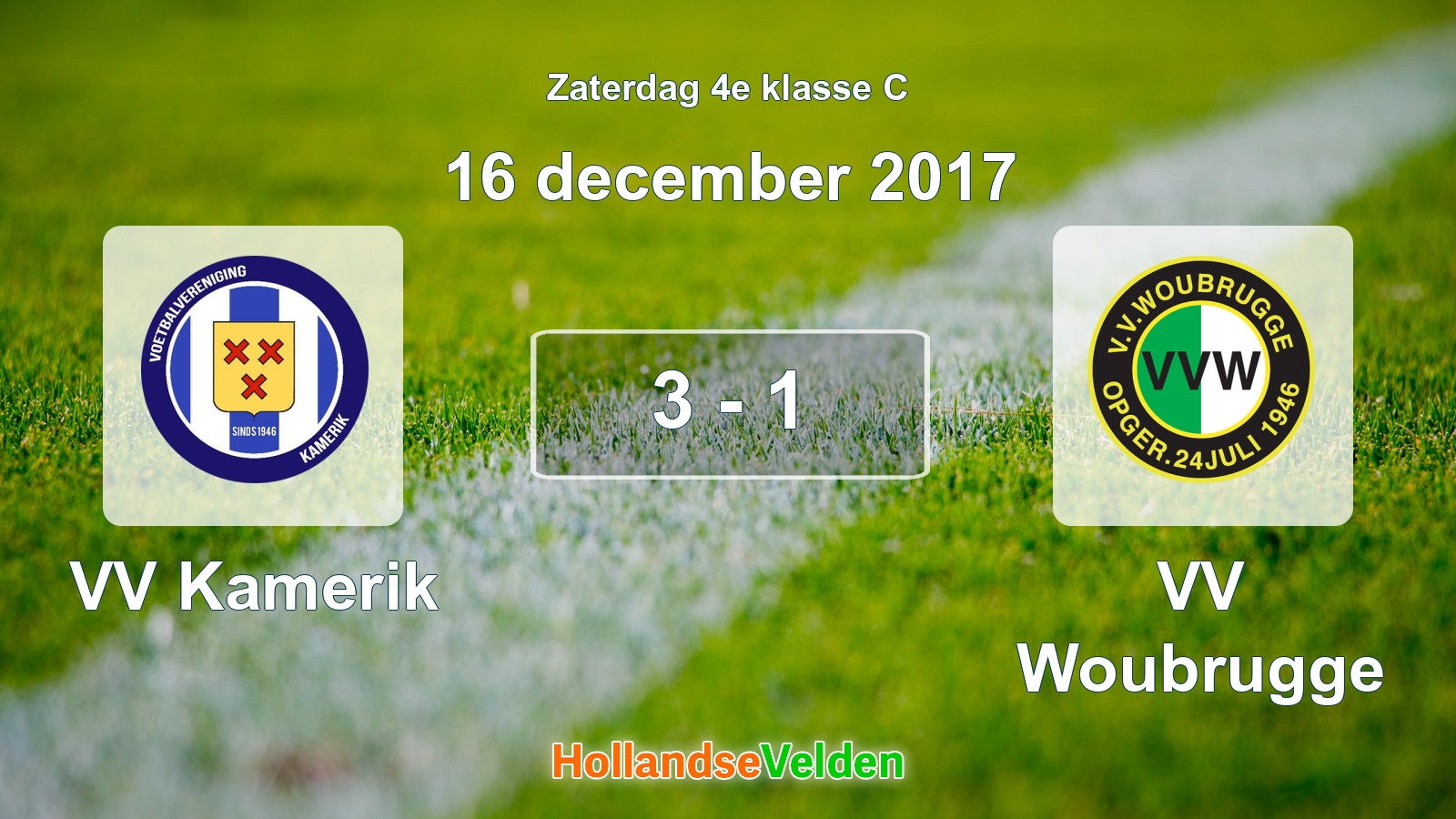 Gespeelde wedstrijd: VV Kamerik - VV Woubrugge 3 - 1 (16 december 2017)