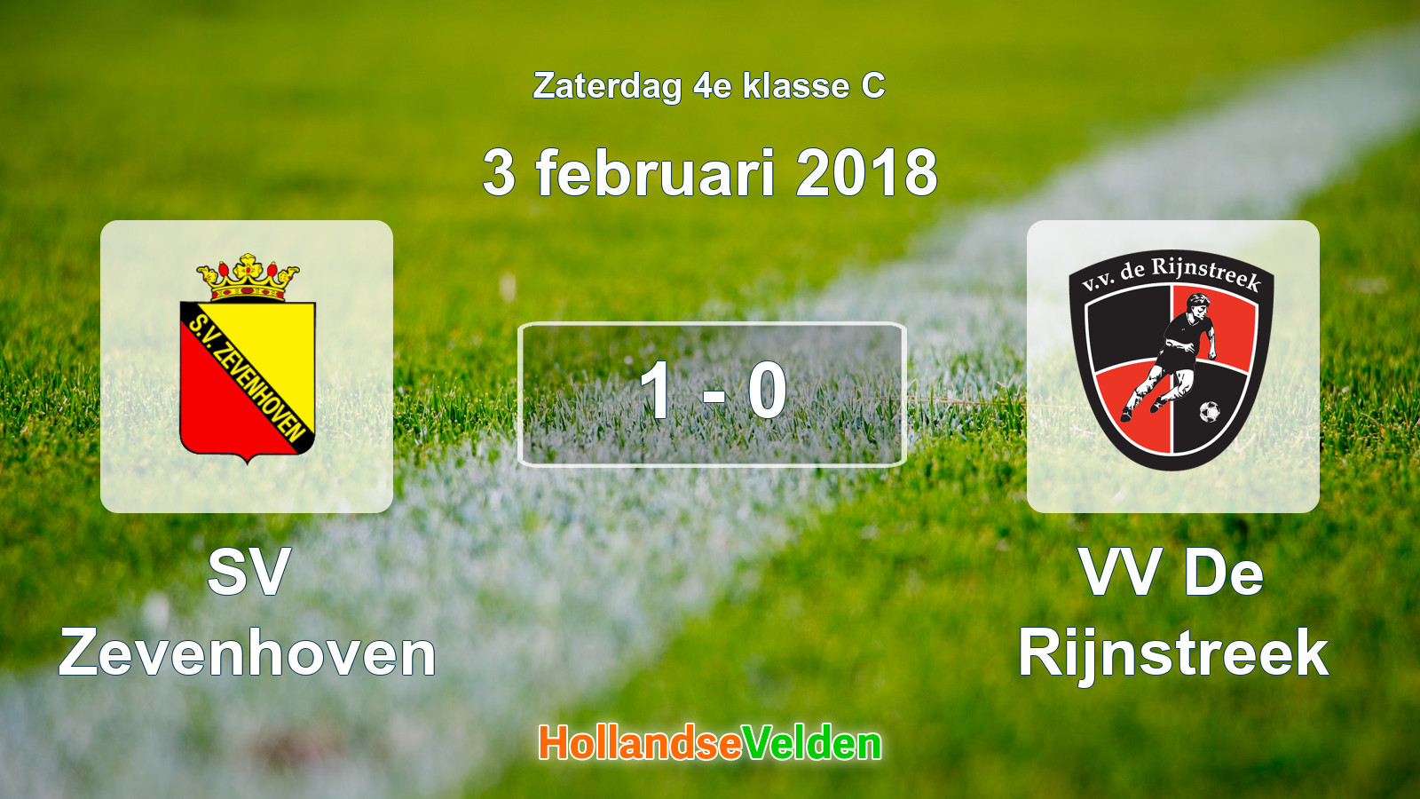 Gespeelde wedstrijd: SV Zevenhoven - VV De Rijnstreek 1 - 0 (3 februari 2018)