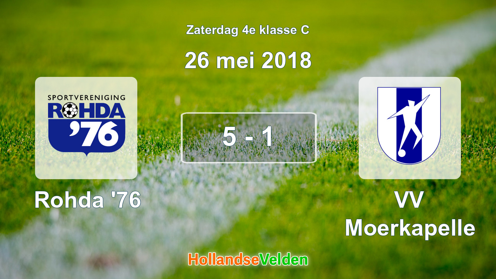 Gespeelde wedstrijd: Rohda '76 - VV Moerkapelle 5 - 1 (26 mei 2018)