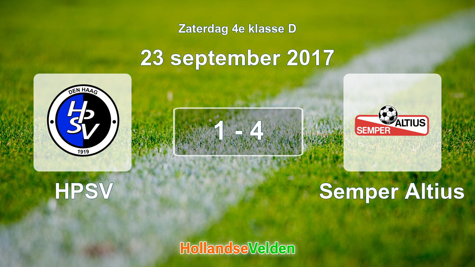Gespeelde wedstrijd: HPSV - Semper Altius 1 - 4 (23 september 2017)