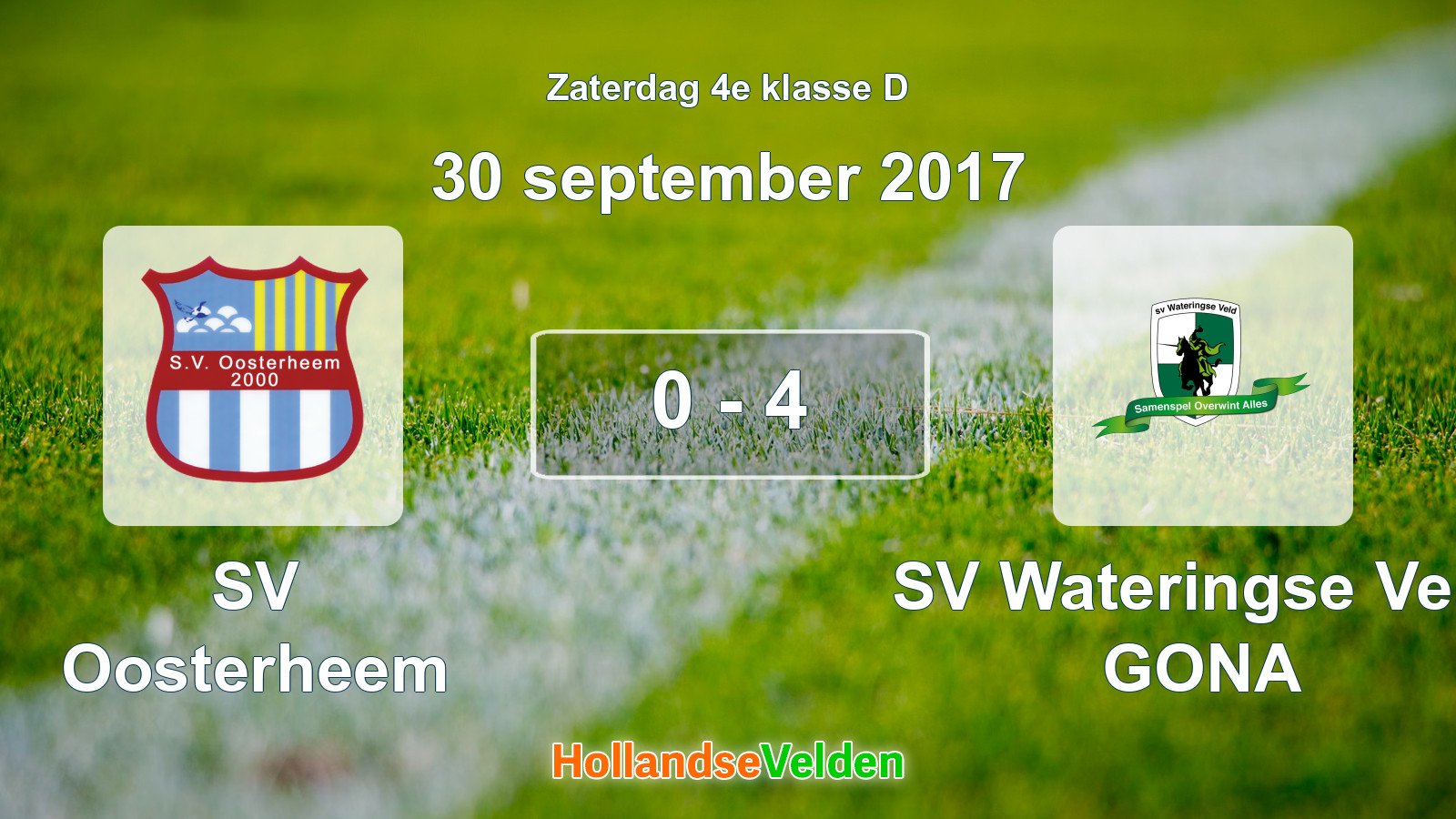 Gespeelde wedstrijd: SV Oosterheem - SV Wateringse Veld GONA 0 - 4 (30 september 2017)