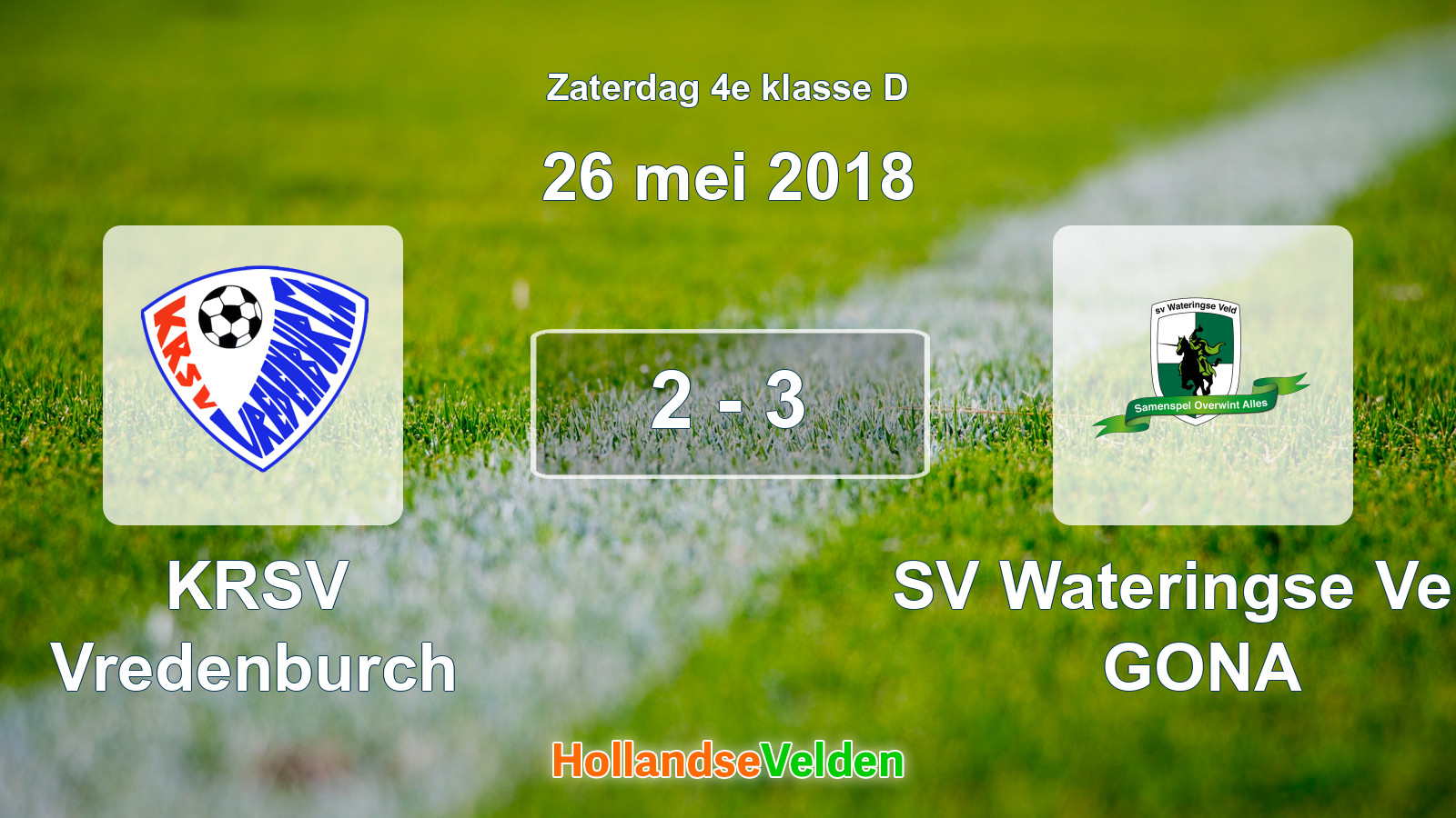 Gespeelde wedstrijd: KRSV Vredenburch - SV Wateringse Veld GONA 2 - 3 (26 mei 2018)
