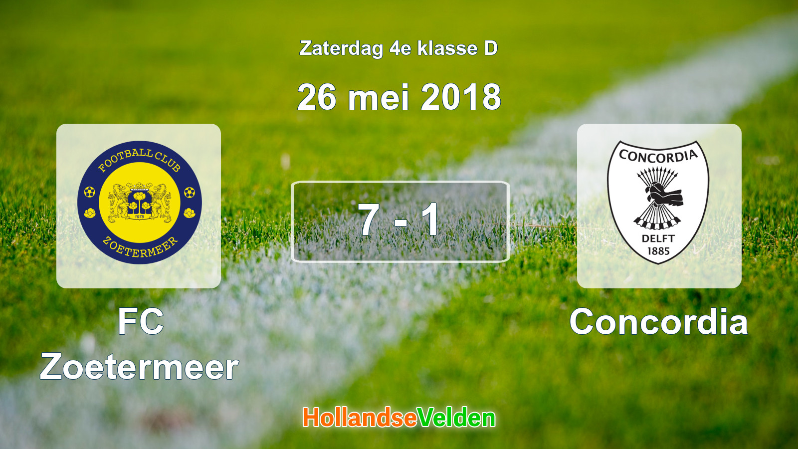 Gespeelde wedstrijd: FC Zoetermeer - Concordia 7 - 1 (26 mei 2018)