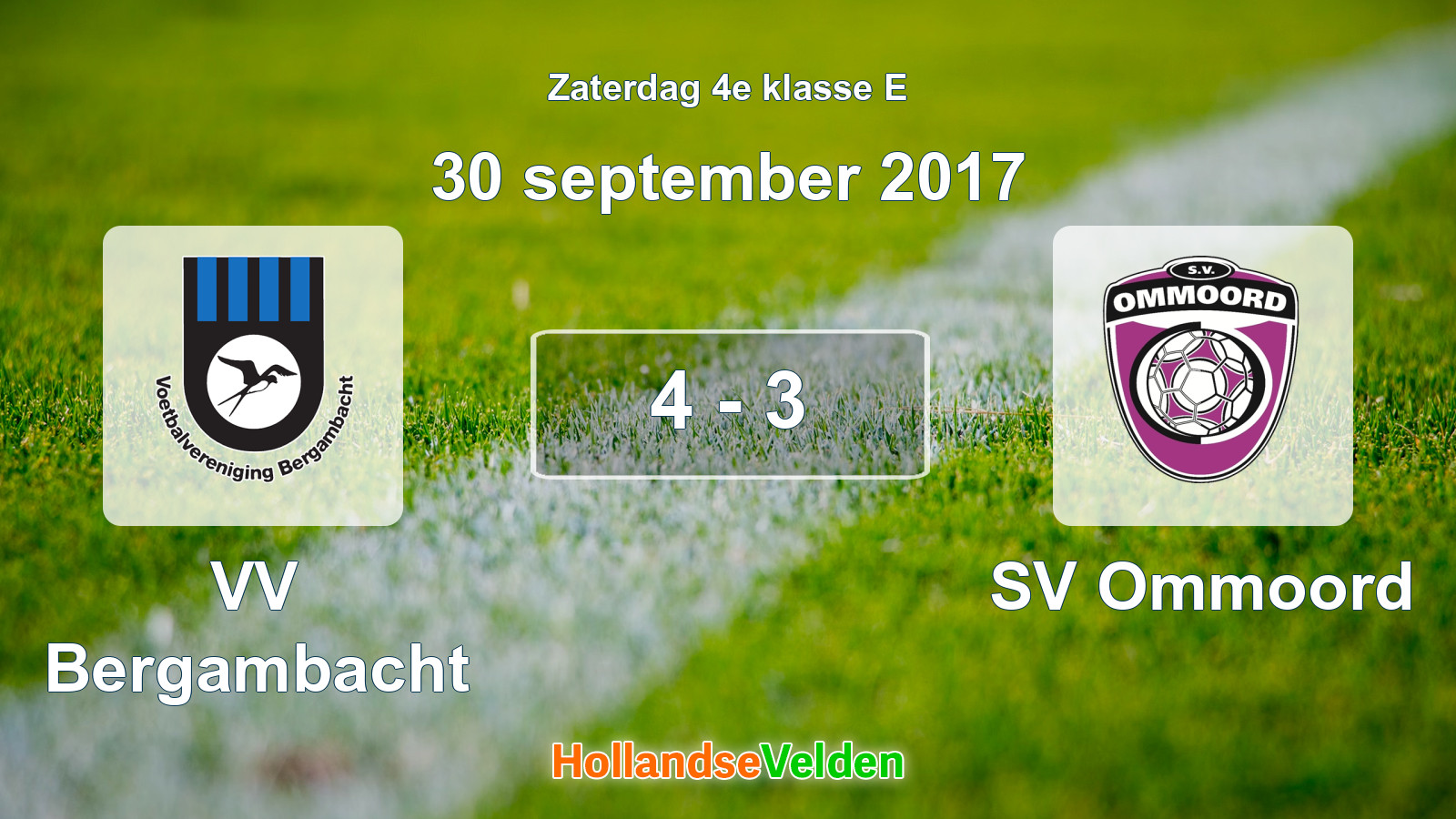 Gespeelde wedstrijd: VV Bergambacht - SV Ommoord 4 - 3 (30 september 2017)