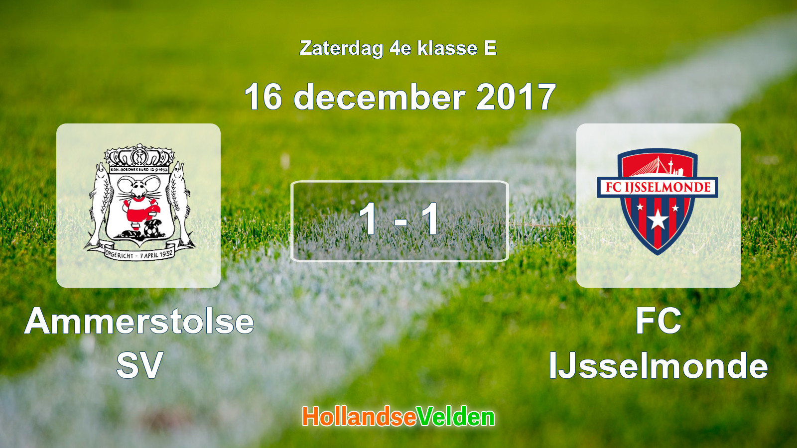 Gespeelde wedstrijd: Ammerstolse SV - FC IJsselmonde 1 - 1 (16 december 2017)
