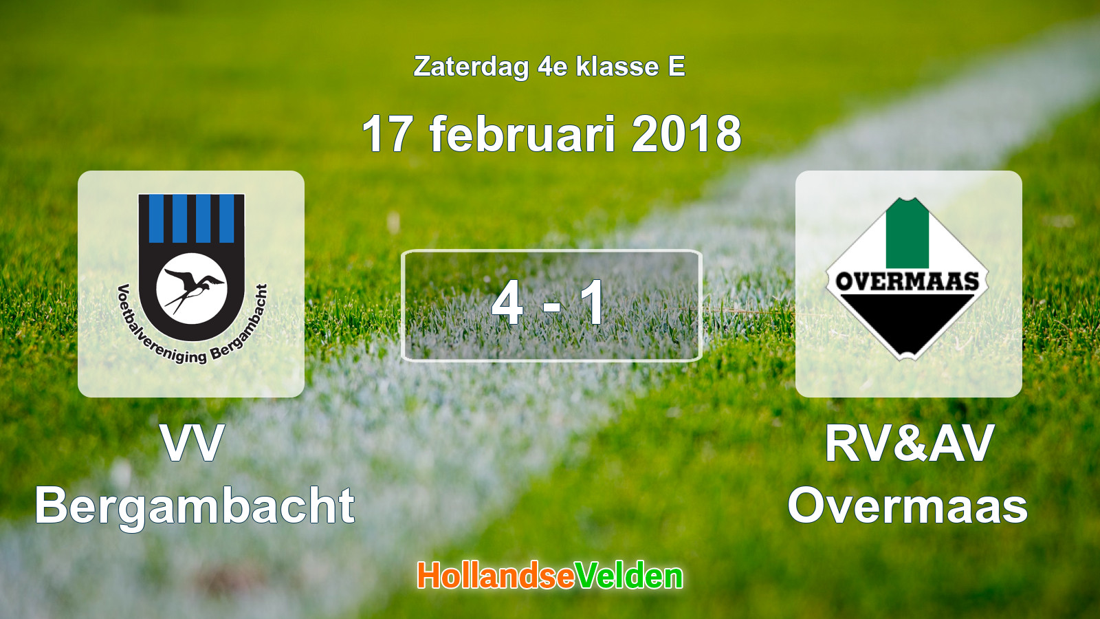 Gespeelde wedstrijd: VV Bergambacht - RV&AV Overmaas 4 - 1 (17 februari 2018)