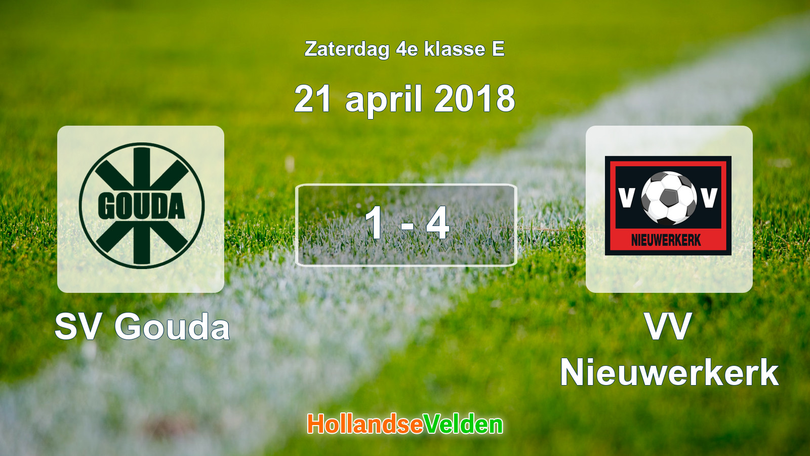 Gespeelde wedstrijd: SV Gouda - VV Nieuwerkerk 1 - 4 (21 april 2018)