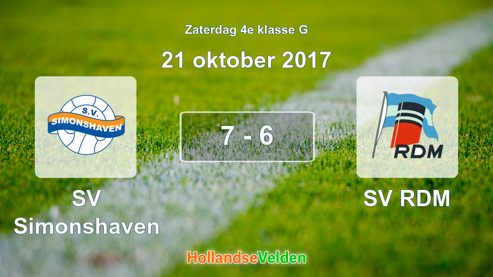Gespeelde wedstrijd: SV Simonshaven - SV RDM 7 - 6 (21 oktober 2017)