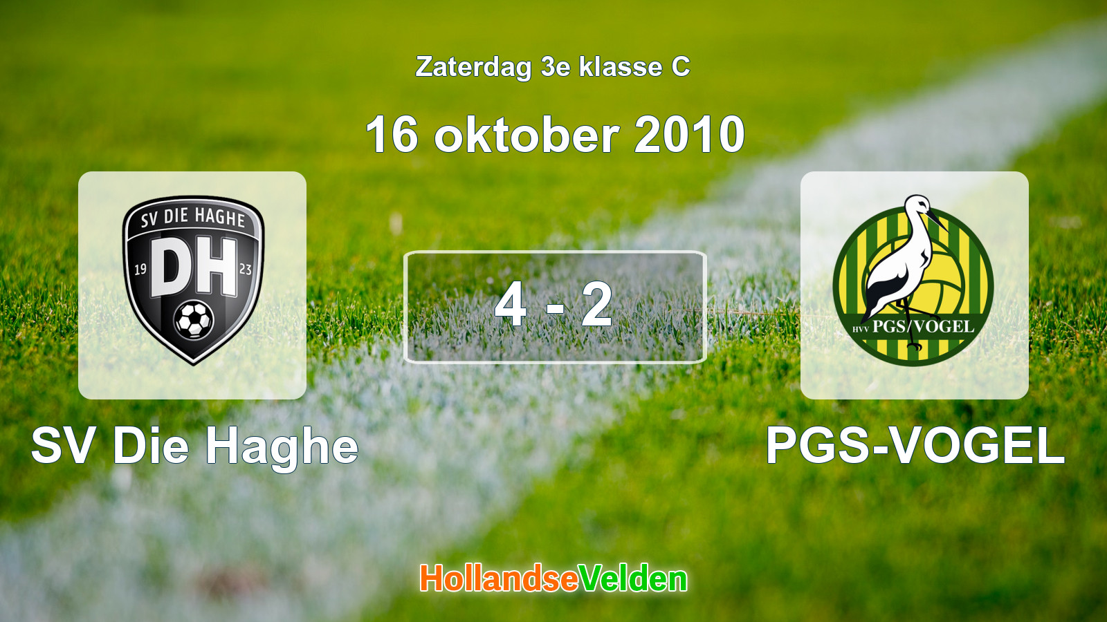 Gespeelde wedstrijd: SV Die Haghe - PGS-VOGEL 4 - 2 (16 oktober 2010)