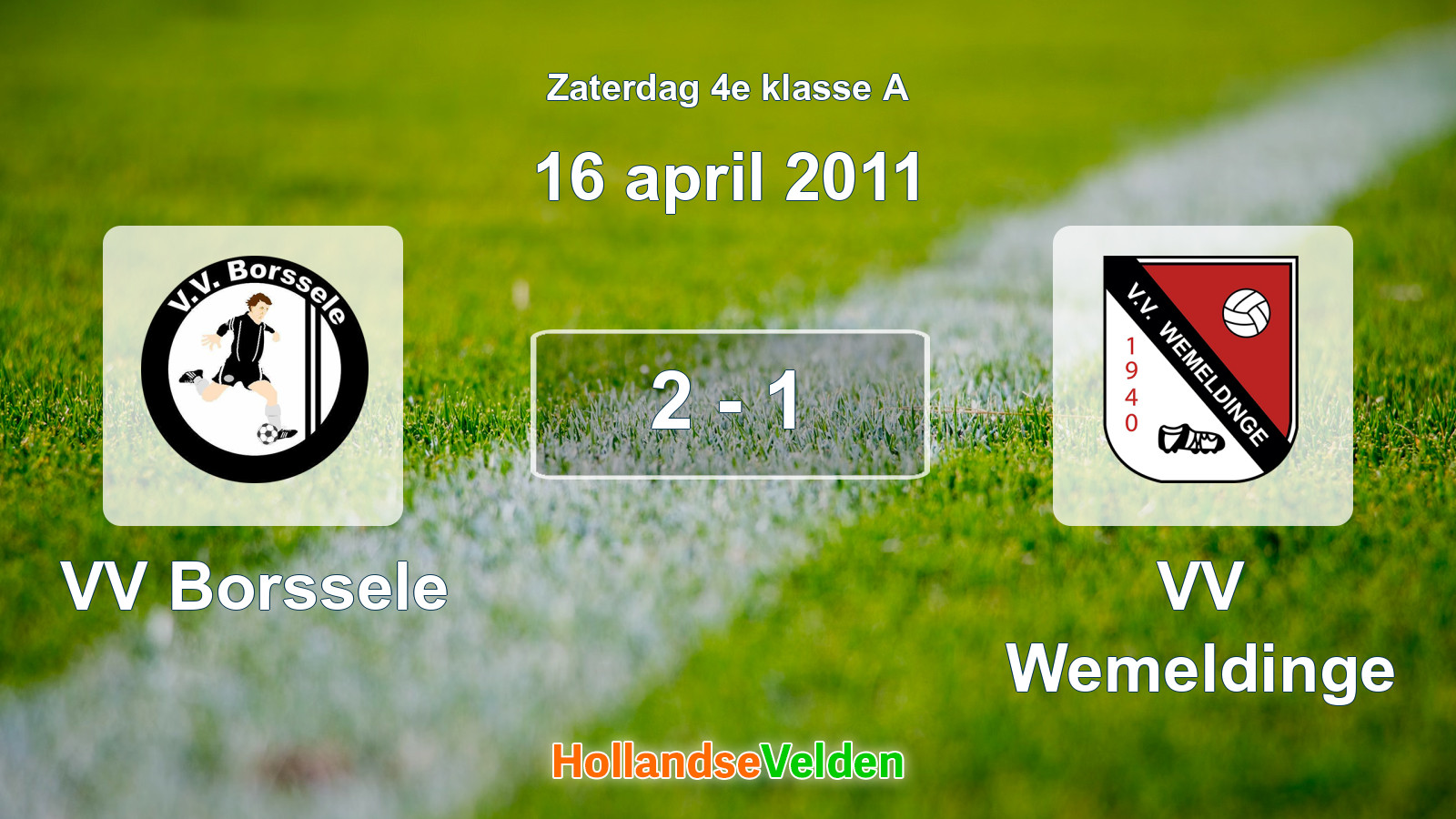 Gespeelde wedstrijd: VV Borssele - VV Wemeldinge 2 - 1 (16 april 2011)