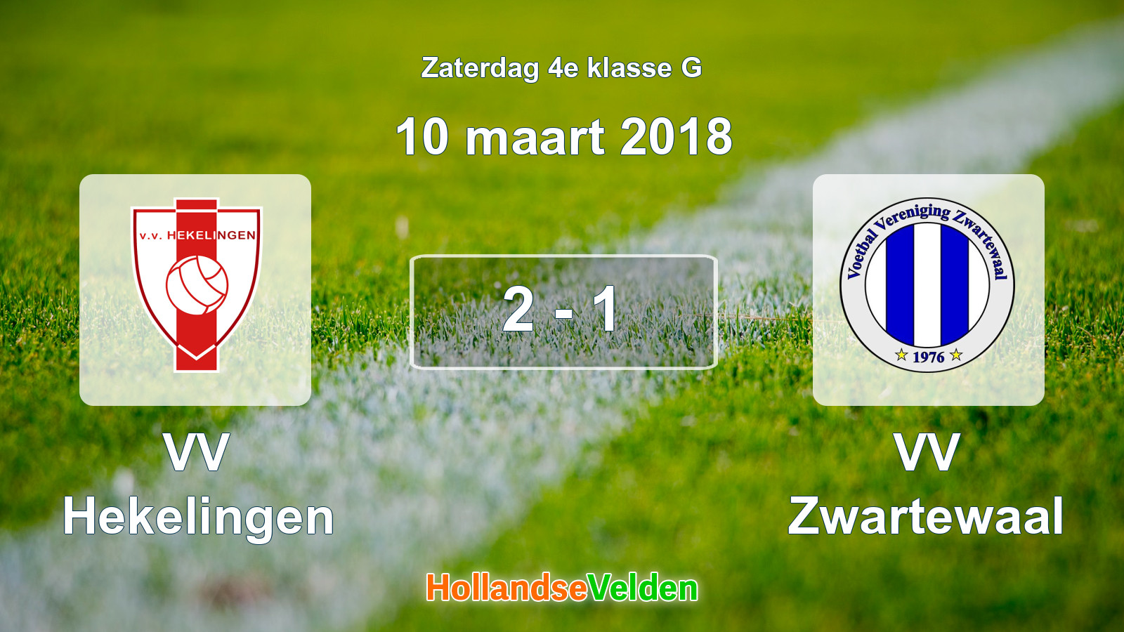 Gespeelde wedstrijd: VV Hekelingen - VV Zwartewaal 2 - 1 (10 maart 2018)