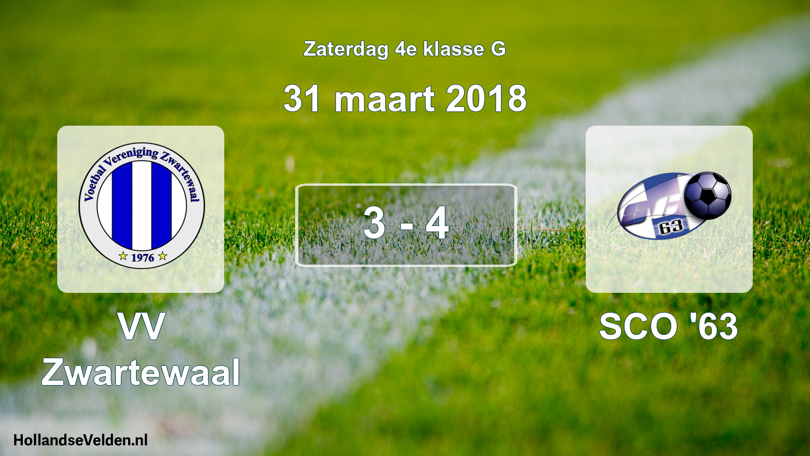 Gespeelde wedstrijd: VV Zwartewaal - SCO '63 3 - 4 (31 maart 2018)