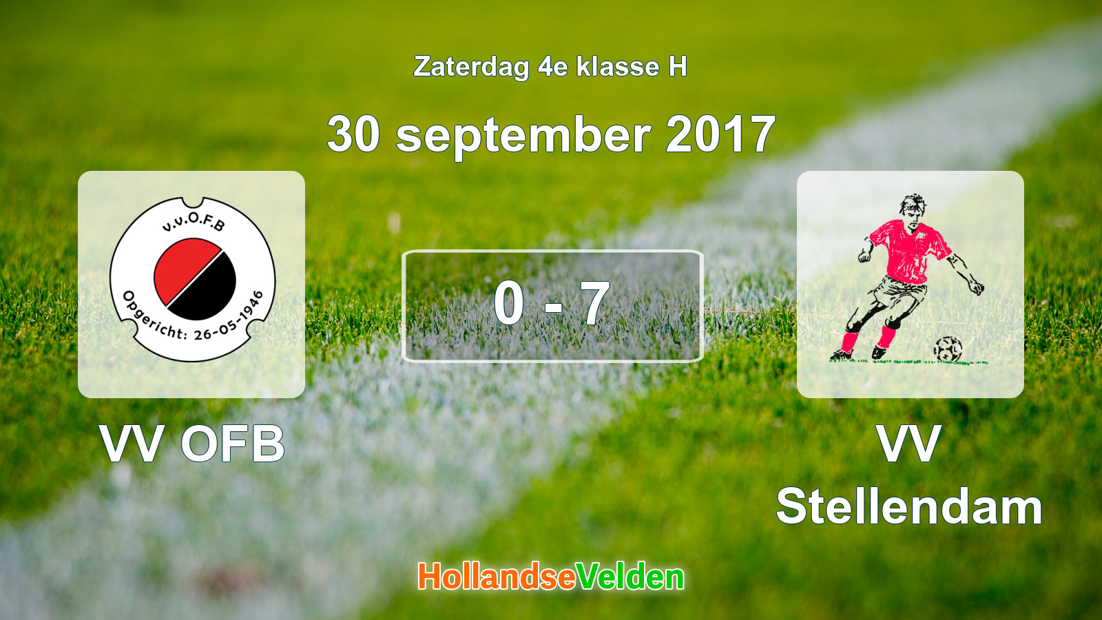 Gespeelde wedstrijd: VV OFB - VV Stellendam 0 - 7 (30 september 2017)
