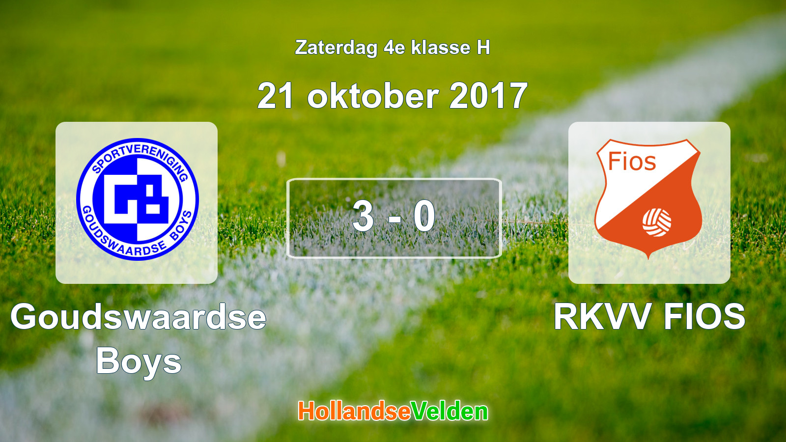 Gespeelde wedstrijd: Goudswaardse Boys - RKVV FIOS 3 - 0 (21 oktober 2017)