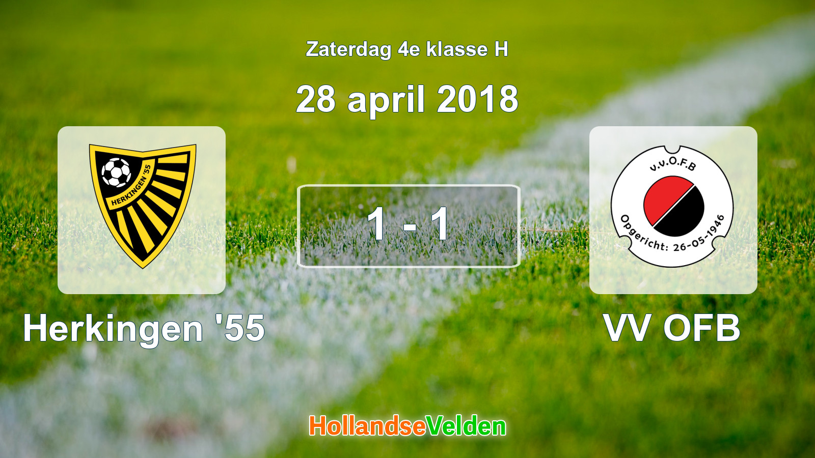 Gespeelde wedstrijd: Herkingen '55 - VV OFB 1 - 1 (28 april 2018)
