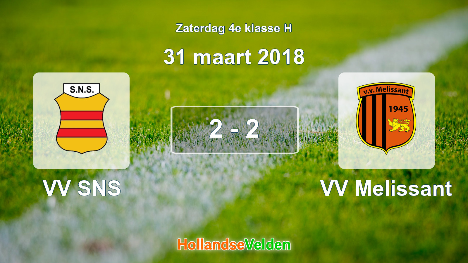 Gespeelde wedstrijd: VV SNS - VV Melissant 2 - 2 (31 maart 2018)