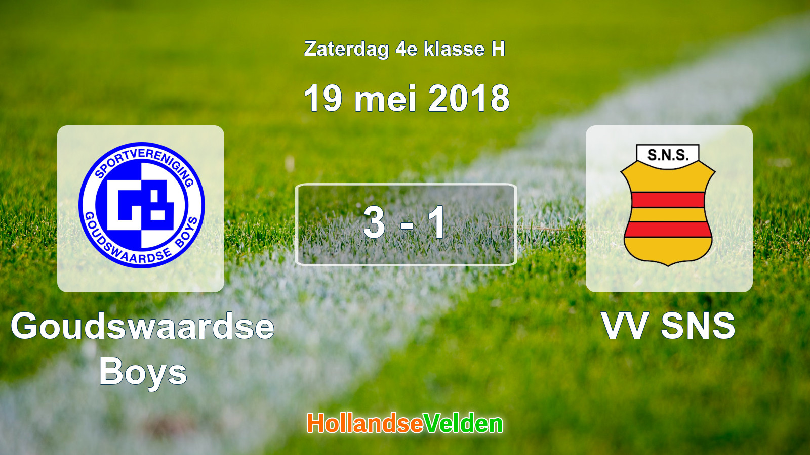 Gespeelde wedstrijd: Goudswaardse Boys - VV SNS 3 - 1 (19 mei 2018)