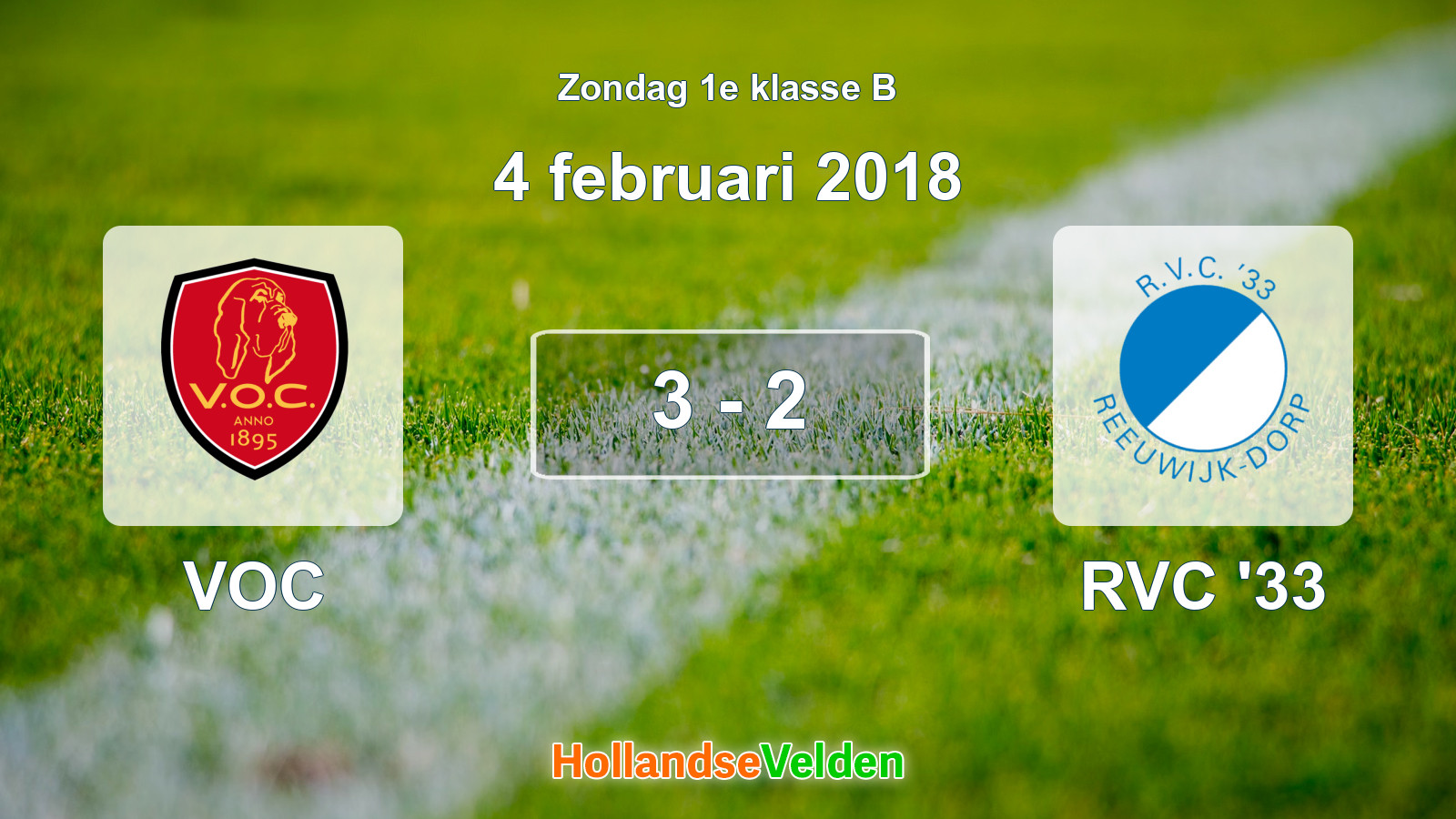 Gespeelde wedstrijd: VOC - RVC '33 3 - 2 (4 februari 2018)