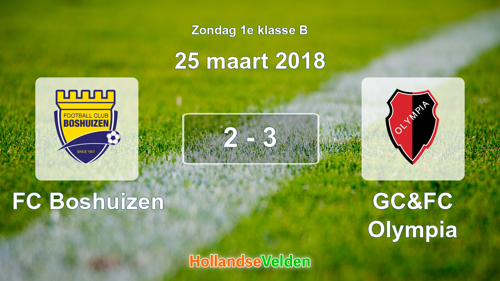 Gespeelde wedstrijd: FC Boshuizen - GC&FC Olympia 2 - 3 (25 maart 2018)